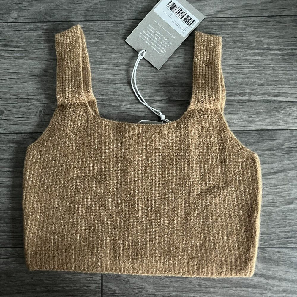 Everlane The Cozy Stretch Cropped Tank‎ Top Camel Wool Blend Size XS